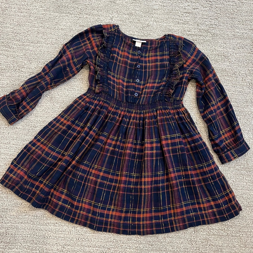 Cat and Jack Girls Plaid 3/4 Sleeve Dress